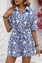 Bohemian Floral Mandala Print Belted Shirt Romper