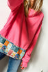 Bohemian Floral Patchwork Hemline Round Neck Long Sleeve Tunic