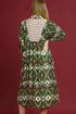 Bohemian Floral Patchwork V Neck Bracelet Sleeve Maxi Dress