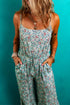 Bohemian Floral Patchwork Wide Leg Spaghetti Strap Jumpsuit
