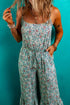 Bohemian Floral Patchwork Wide Leg Spaghetti Strap Jumpsuit