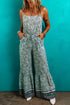 Bohemian Floral Patchwork Wide Leg Spaghetti Strap Jumpsuit