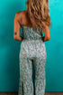 Bohemian Floral Patchwork Wide Leg Spaghetti Strap Jumpsuit