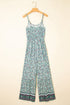 Bohemian Floral Patchwork Wide Leg Spaghetti Strap Jumpsuit