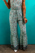 Bohemian Floral Patchwork Wide Leg Spaghetti Strap Jumpsuit