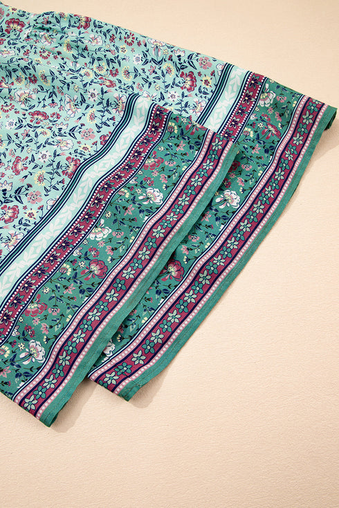 Bohemian Floral Patchwork Wide Leg Spaghetti Strap Jumpsuit