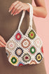 Bohemian Floral Pattern Knit Crochet Tote Bag