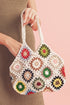 Bohemian Floral Pattern Knit Crochet Tote Bag