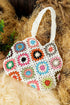 Bohemian Floral Pattern Knit Crochet Tote Bag