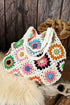 Bohemian Floral Pattern Knit Crochet Tote Bag