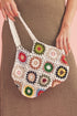 Bohemian Floral Pattern Knit Crochet Tote Bag