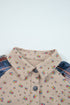 Bohemian Floral Plaid Patchwork Distressed Waffle Knit Shacket
