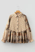 Bohemian Floral Plaid Patchwork Distressed Waffle Knit Shacket