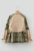 Bohemian Floral Plaid Patchwork Distressed Waffle Knit Shacket