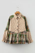 Bohemian Floral Plaid Patchwork Distressed Waffle Knit Shacket