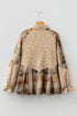 Bohemian Floral Plaid Patchwork Distressed Waffle Knit Shacket