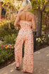 Bohemian Floral Print Bandeau Wide Leg Pant Set