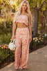 Bohemian Floral Print Bandeau Wide Leg Pant Set