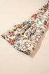 Bohemian Floral Print Bell Sleeve Peplum Wrap Blouse