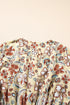 Bohemian Floral Print Bell Sleeve Peplum Wrap Blouse