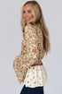 Bohemian Floral Print Bell Sleeve Peplum Wrap Blouse