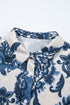 Bohemian Floral Print Collared Buttoned Loose H-Line Mini Dress