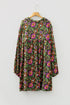 Bohemian Floral Print Collared V Neck Plus Size Mini Dress