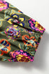 Bohemian Floral Print Collared V Neck Plus Size Mini Dress