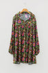 Bohemian Floral Print Collared V Neck Plus Size Mini Dress