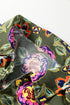 Bohemian Floral Print Collared V Neck Plus Size Mini Dress