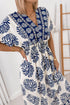 Bohemian Floral Print Contrast Patchwork V Neck Dolman Maxi Dress