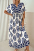 Bohemian Floral Print Contrast Patchwork V Neck Dolman Maxi Dress