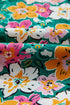 Bohemian Floral Print Contrast Trim V Neck Sleeve Blouse
