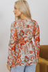 Bohemian Floral Print Deep V Neck Bell Sleeve Blouse