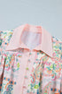 Bohemian Floral Print Detailed Trim Half Button Belted Dress