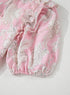 Bohemian Floral Print Drawstring V Neck Puff Sleeve Blouse