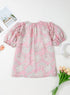 Bohemian Floral Print Drawstring V Neck Puff Sleeve Blouse