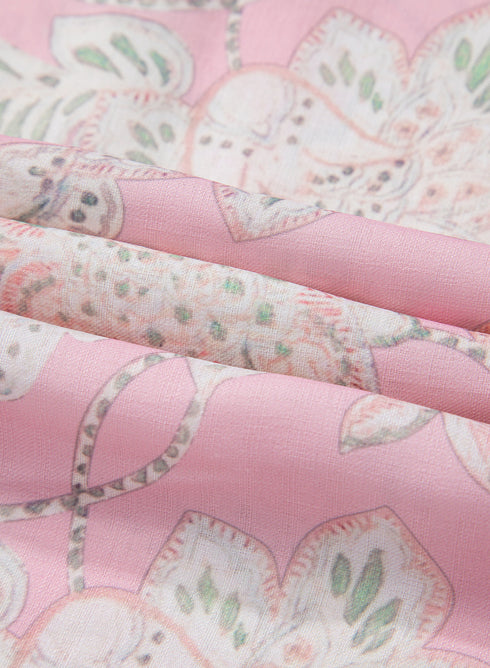 Bohemian Floral Print Drawstring V Neck Puff Sleeve Loose Summer Blouse