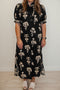 Bohemian Floral Print Frilled Collar Puff Sleeve Maxi Dress