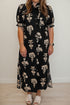 Bohemian Floral Print Frilled Collar Puff Sleeve Maxi Dress