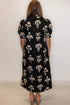 Bohemian Floral Print Frilled Collar Puff Sleeve Maxi Dress