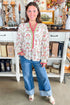 Bohemian Floral Print Frilled V Neck Cotton Peplum Blouse