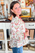 Bohemian Floral Print Frilled V Neck Cotton Peplum Blouse