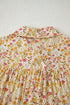 Bohemian Floral Print Frilly Trim Smocked Cuff Mini Dress