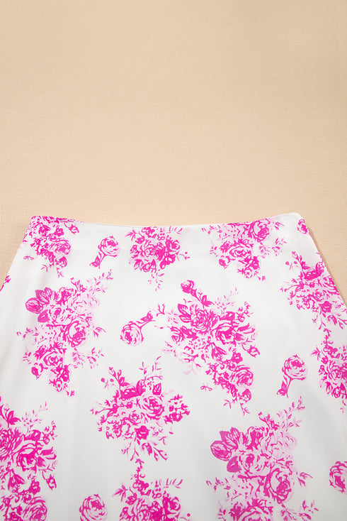 Bohemian Floral Print High Waist Ruffle Split Maxi Skirt
