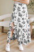 Bohemian Floral Print High Waist Ruffle Split Maxi Skirt