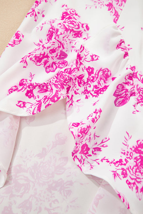 Bohemian Floral Print High Waist Ruffle Split Maxi Skirt