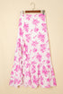 Bohemian Floral Print High Waist Ruffle Split Maxi Skirt