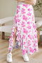 Bohemian Floral Print High Waist Ruffle Split Maxi Skirt
