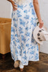 Bohemian Floral Print High Waist Ruffle Split Maxi Skirt